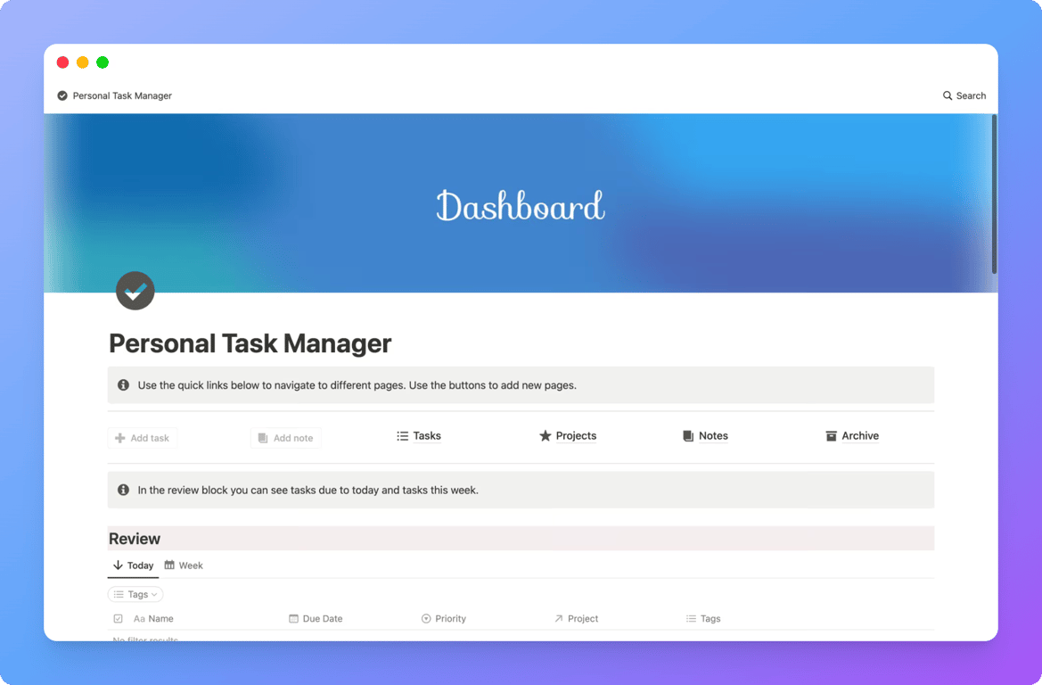 Task Manager Notion template