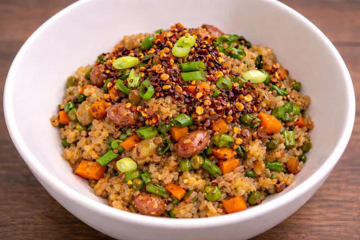 Vegetarian Stir Fry Rice with Broken Jasmine Rice