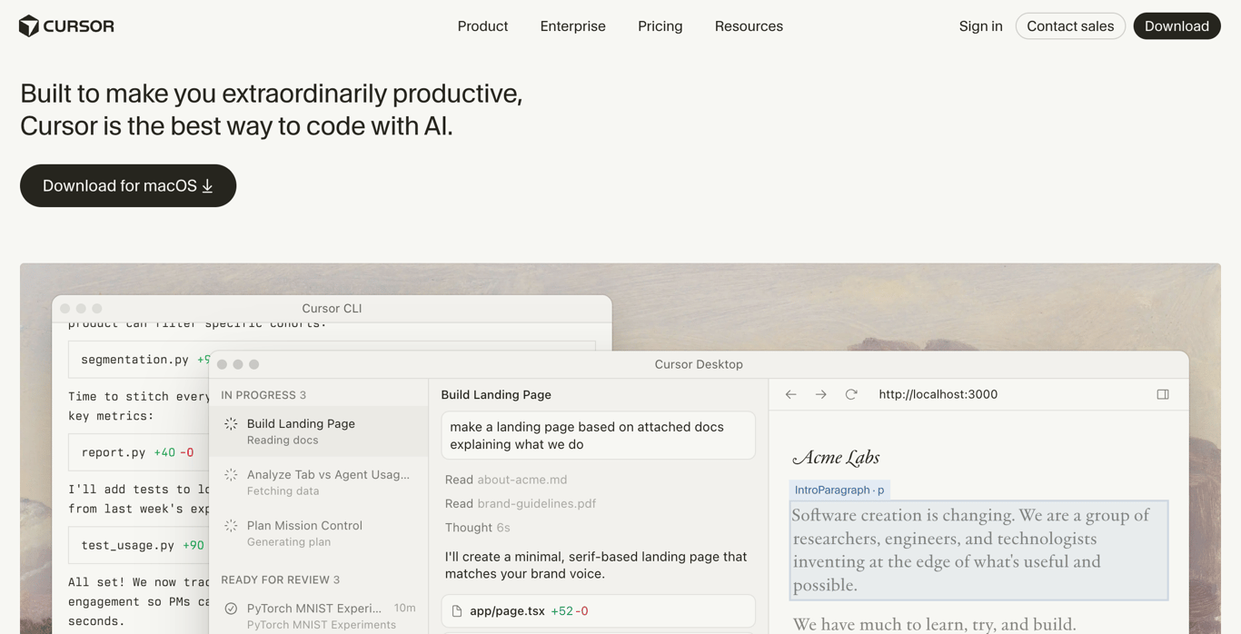 Cursor - AI code editor interface
