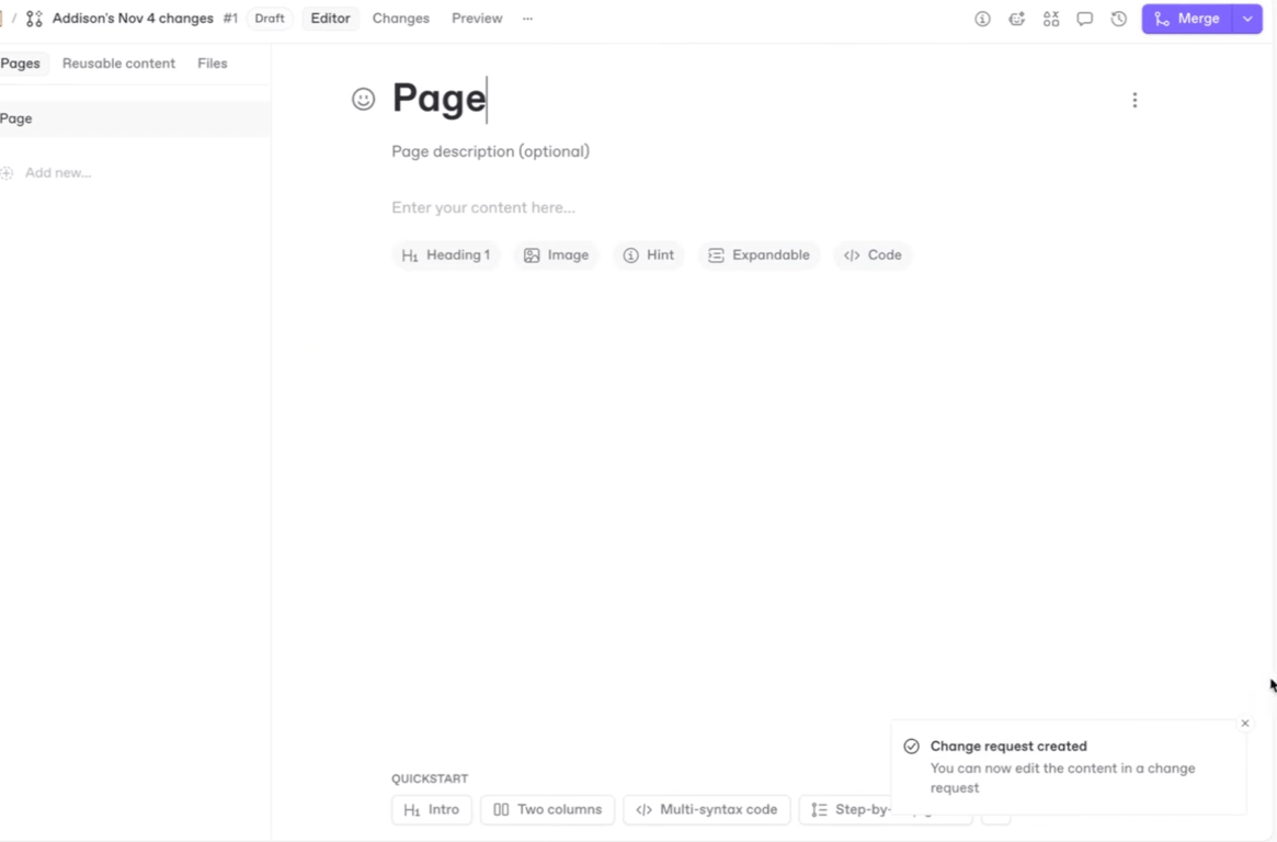 GitBook editor interface