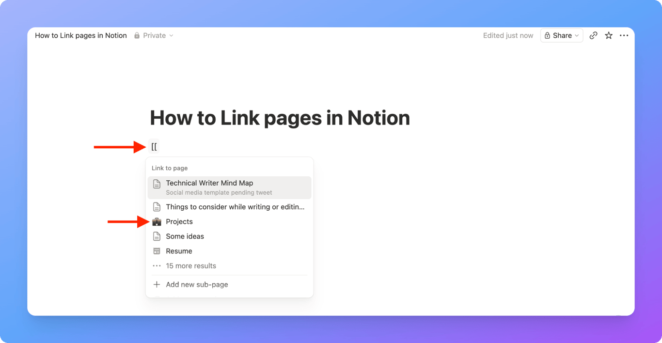 Double bracket linking example