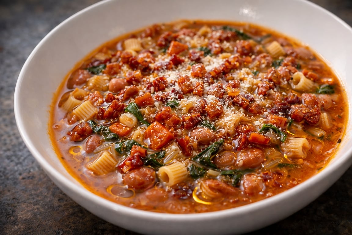 Rancho Gordo Cranberry Beans Pasta e Fagioli with Pancetta
