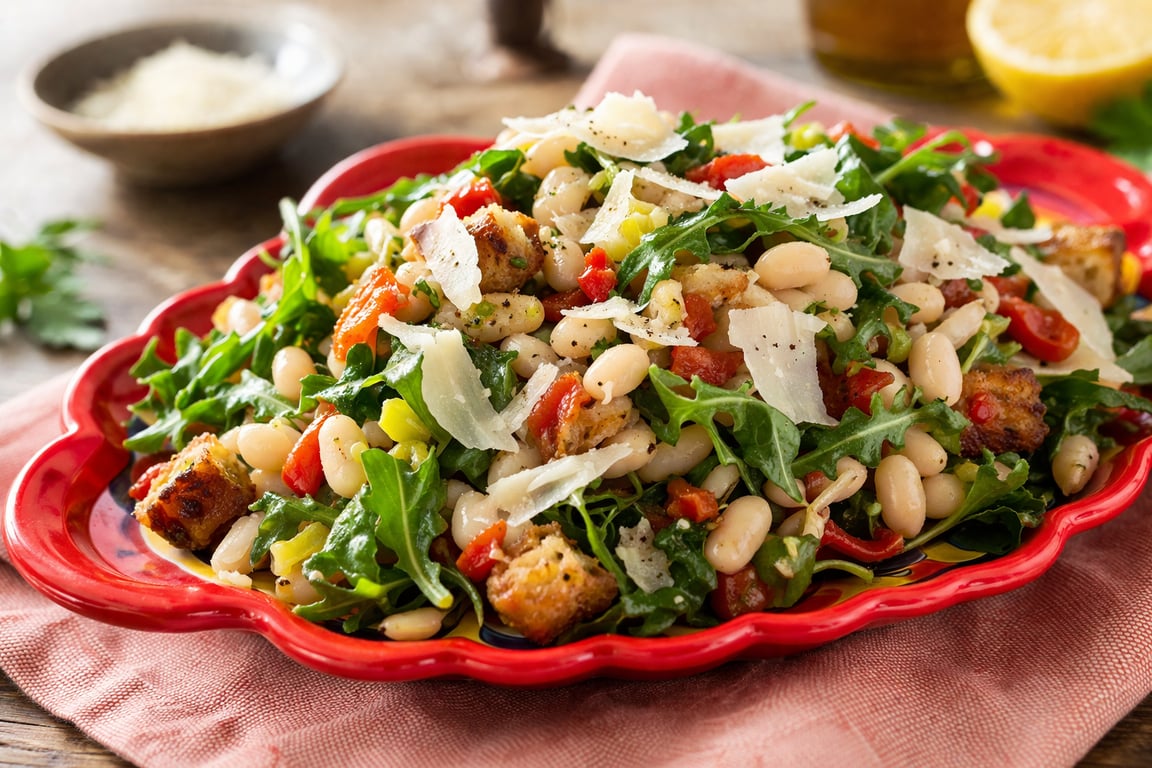 Rancho Gordo Alubia Blanca Salad with Pepperoncini, Arugula & Pecorino