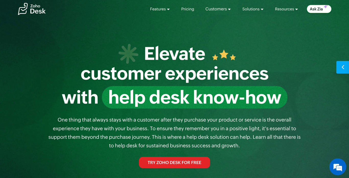 Zoho Desk Zia AI workflow