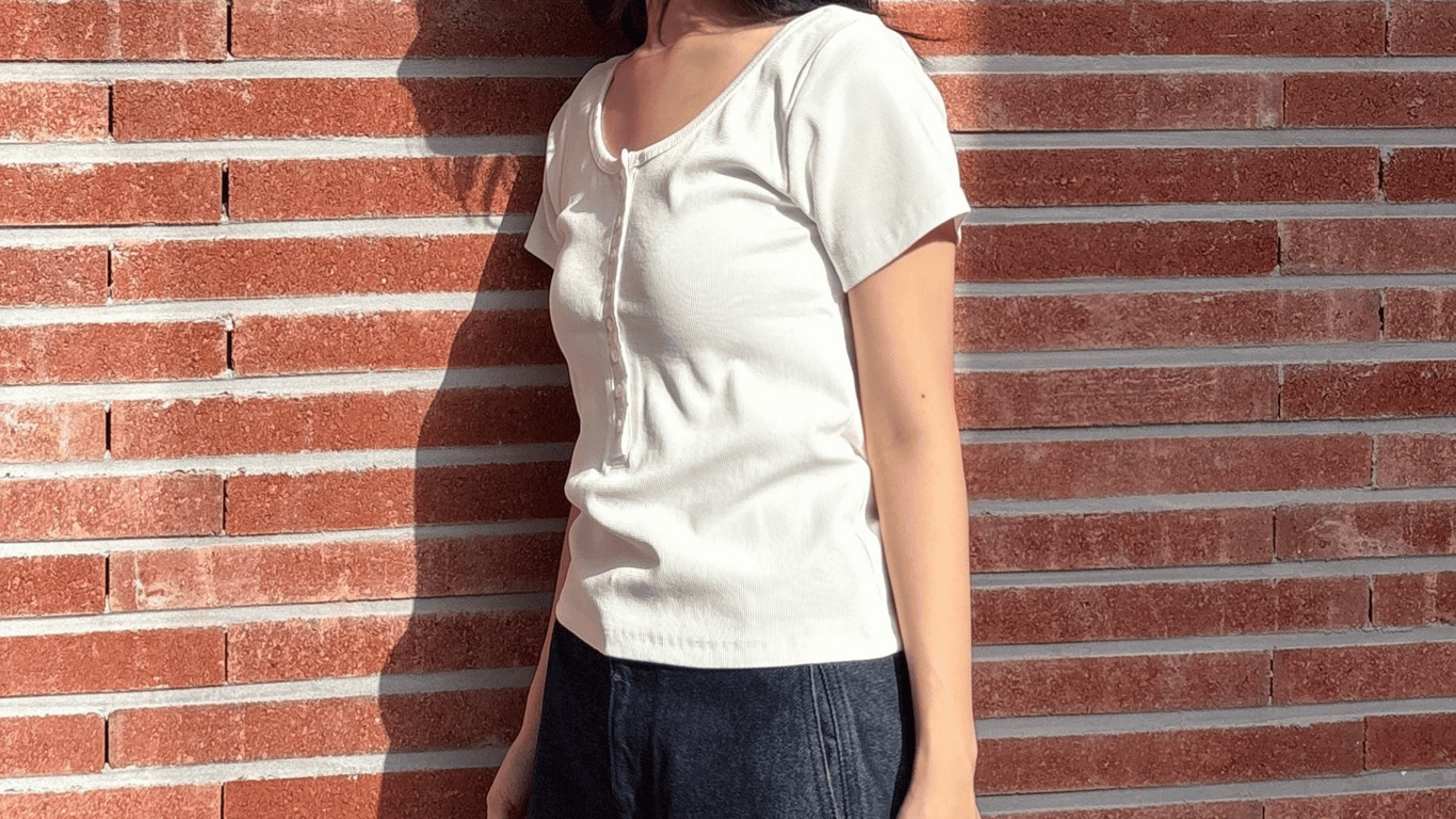 U-Neck Button T-Shirt