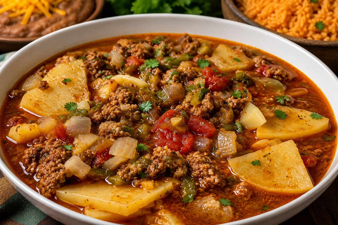 Hatch Green Chile Beef Picadillo (Rainy Day Comfort Food)