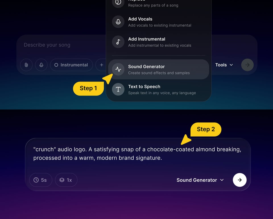 How to use Sound Generator feature on MusicGPT for creating sonic elements for your brand
