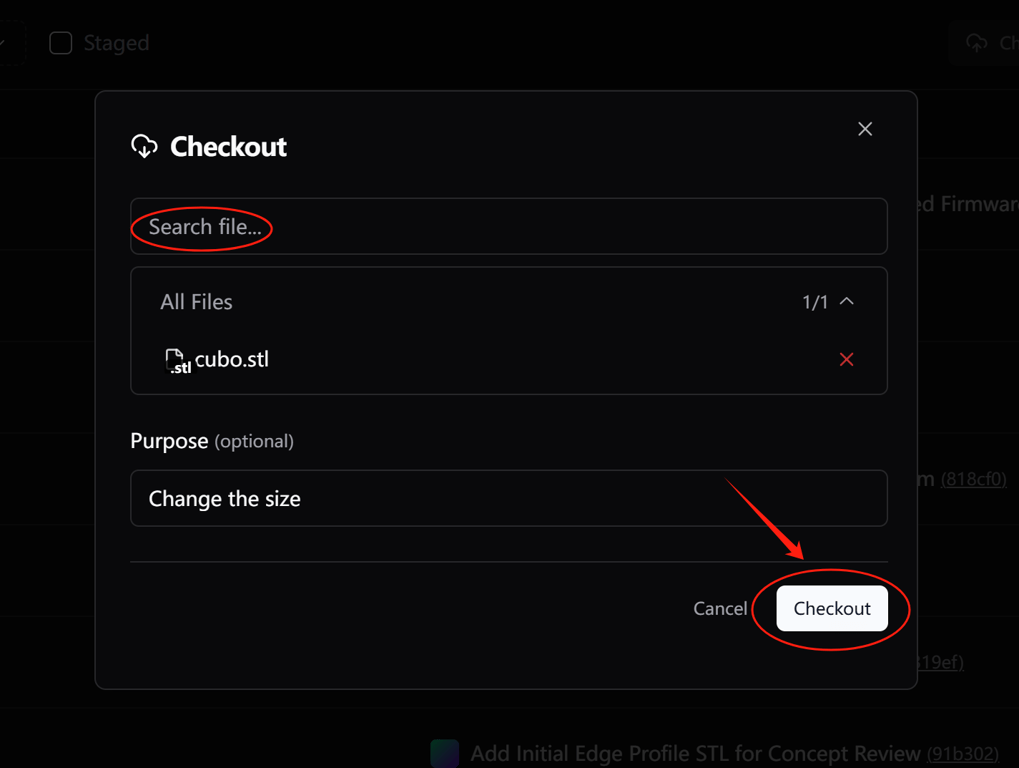 CAD ROOMS Web App displaying a locked file status with the user name after a successful checkout, indicating the file is now exclusively editable by the current user