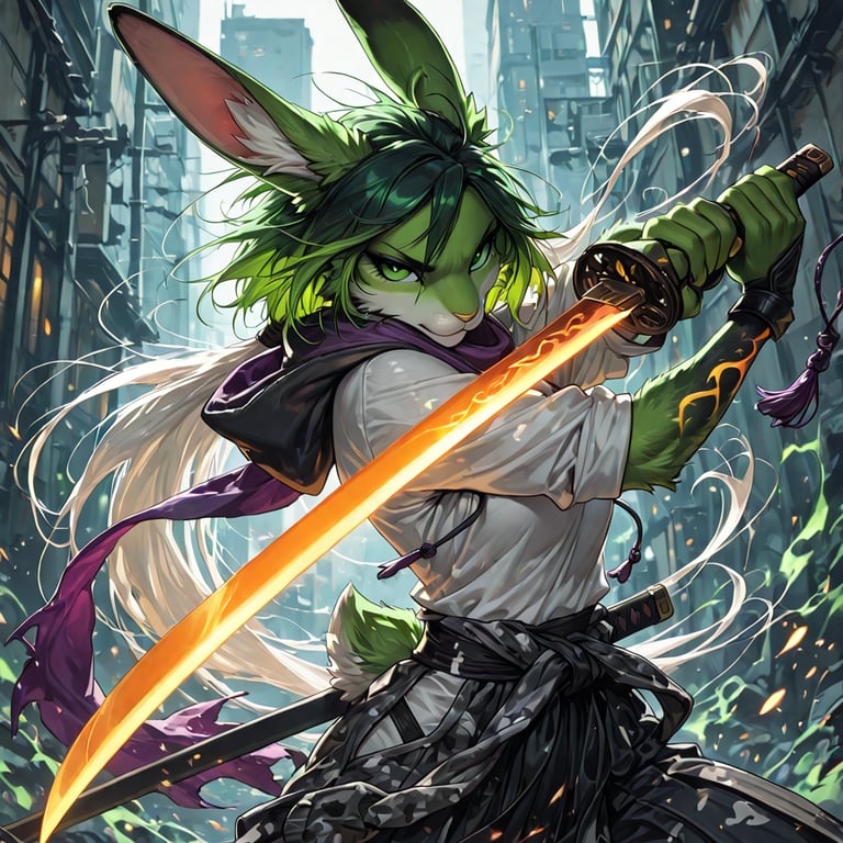 with one of her   twin swords, “Hölle”.