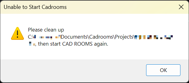 CAD ROOMS mensaje Please clean up tras una actualización con archivos CAD abiertos