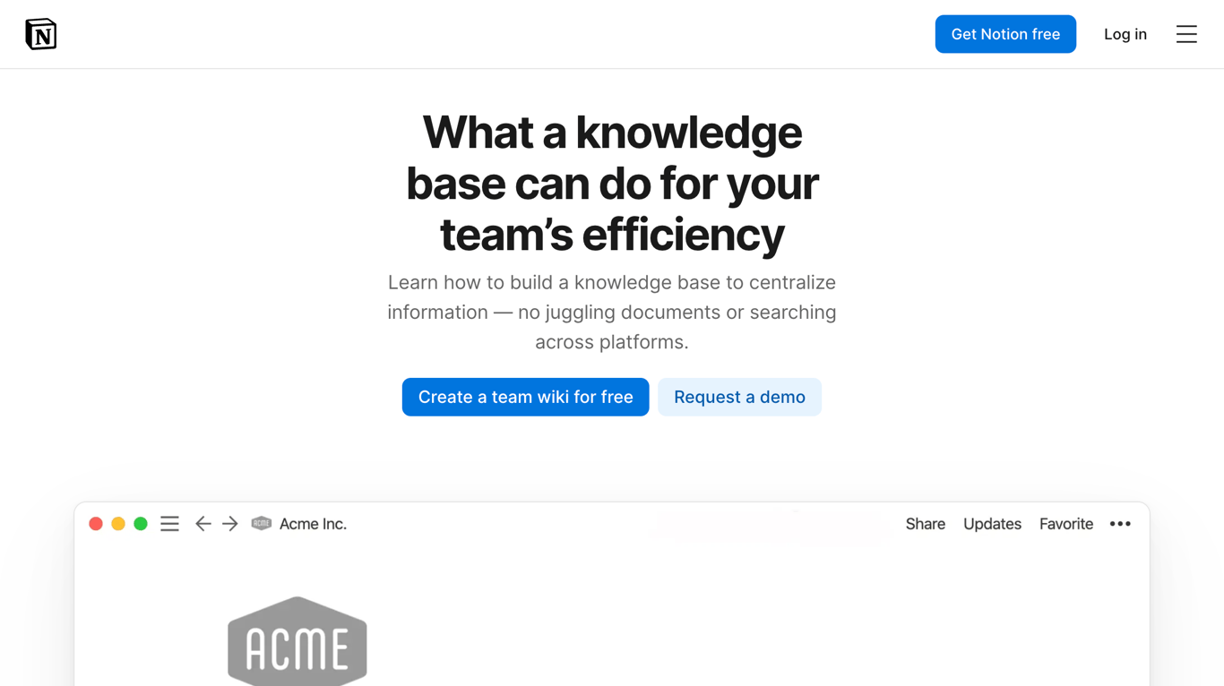 Notion flexible internal wiki tool