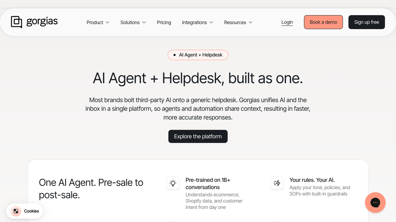 Gorgias ecommerce support dashboard