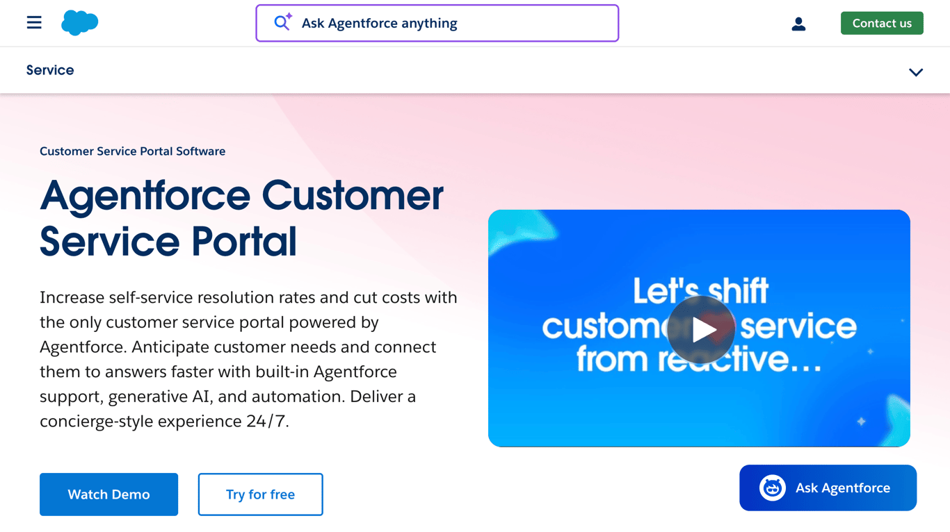 Salesforce Service Cloud self-service