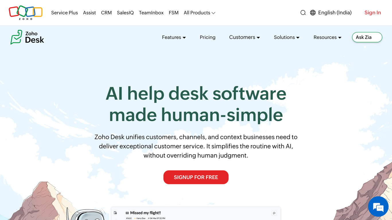 Zoho Desk support platform