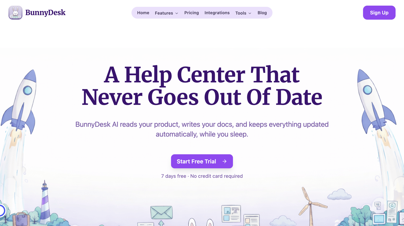 BunnyDesk AI help center dashboard