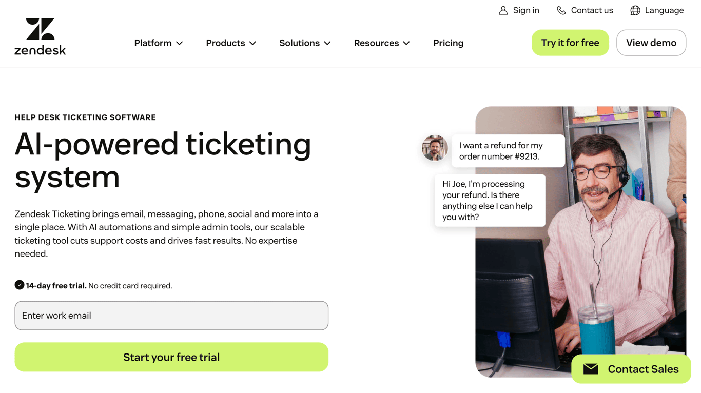 Zendesk enterprise ticketing system