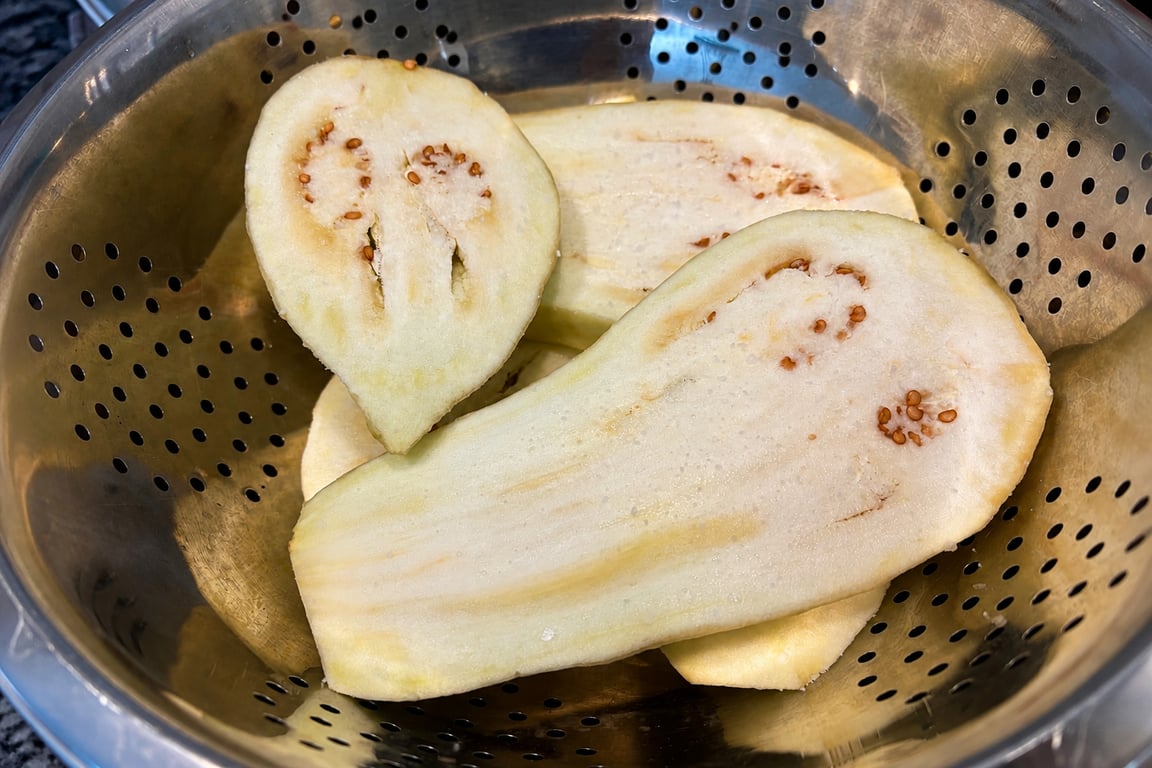 Thick cut eggplant doesn’t break down on the grill.