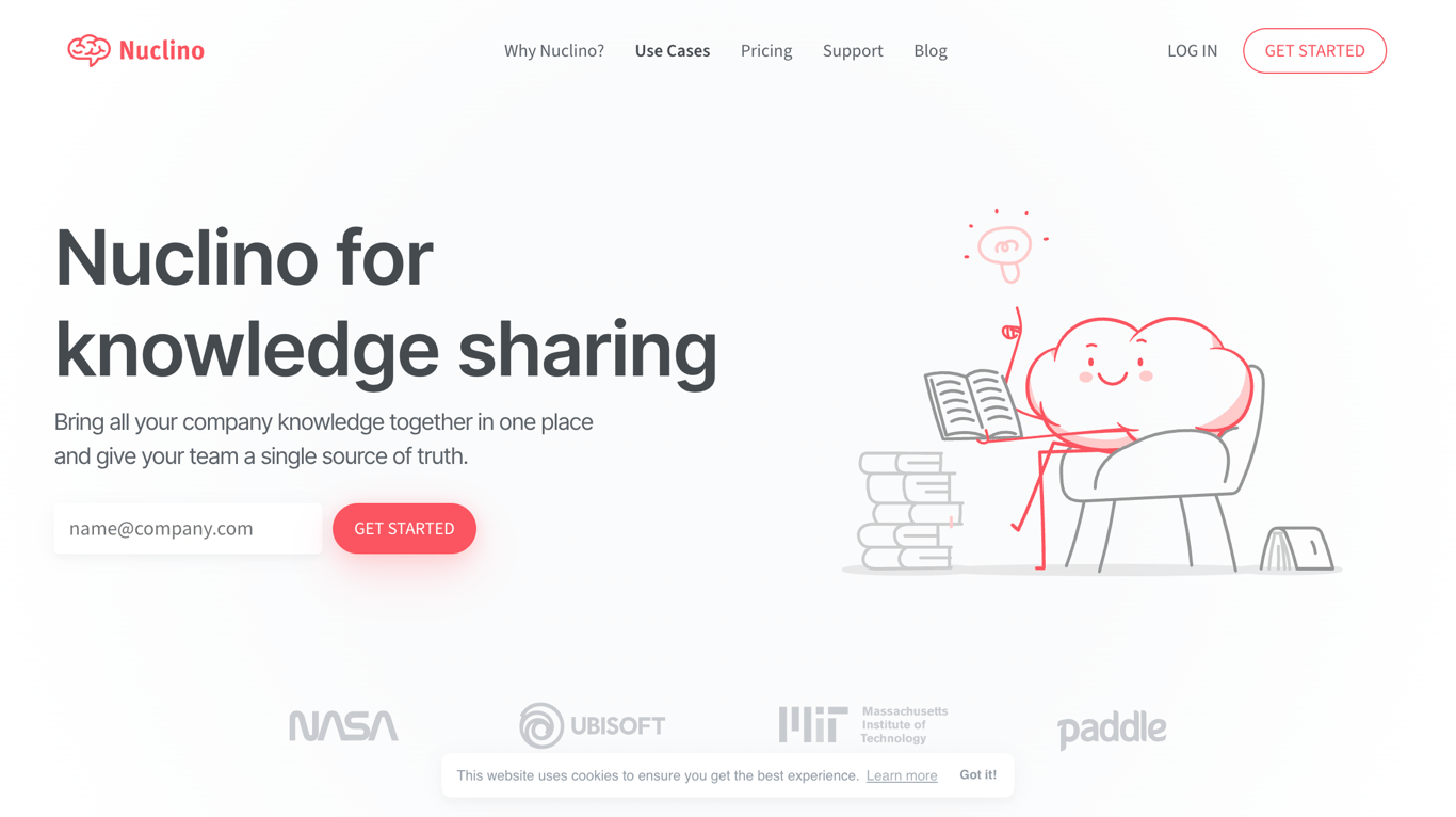Nuclino team knowledge base UI