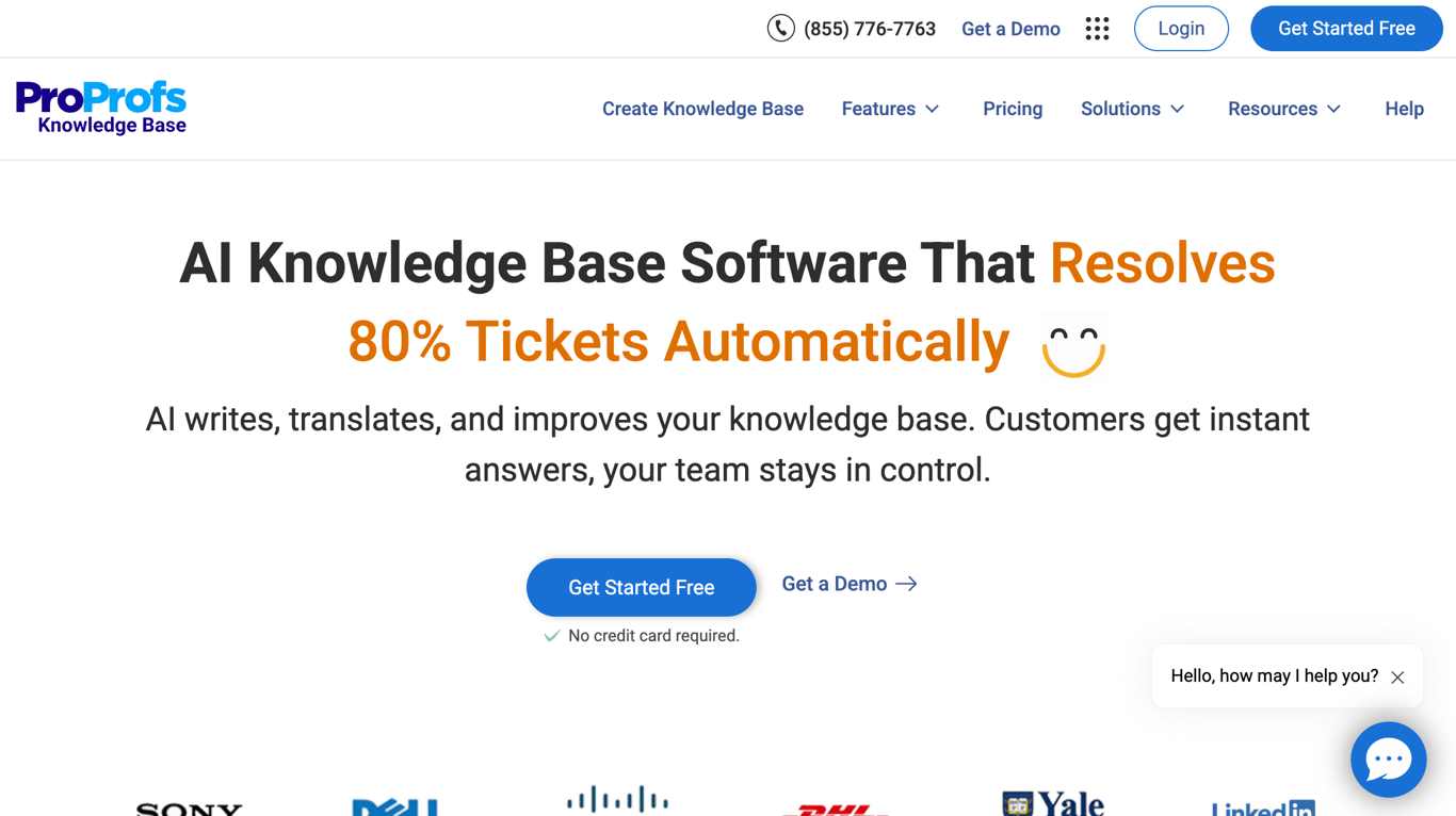 ProProfs Knowledge Base setup screen
