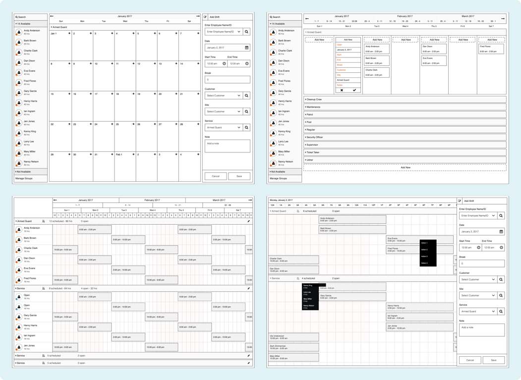 Lo-fi wireframes