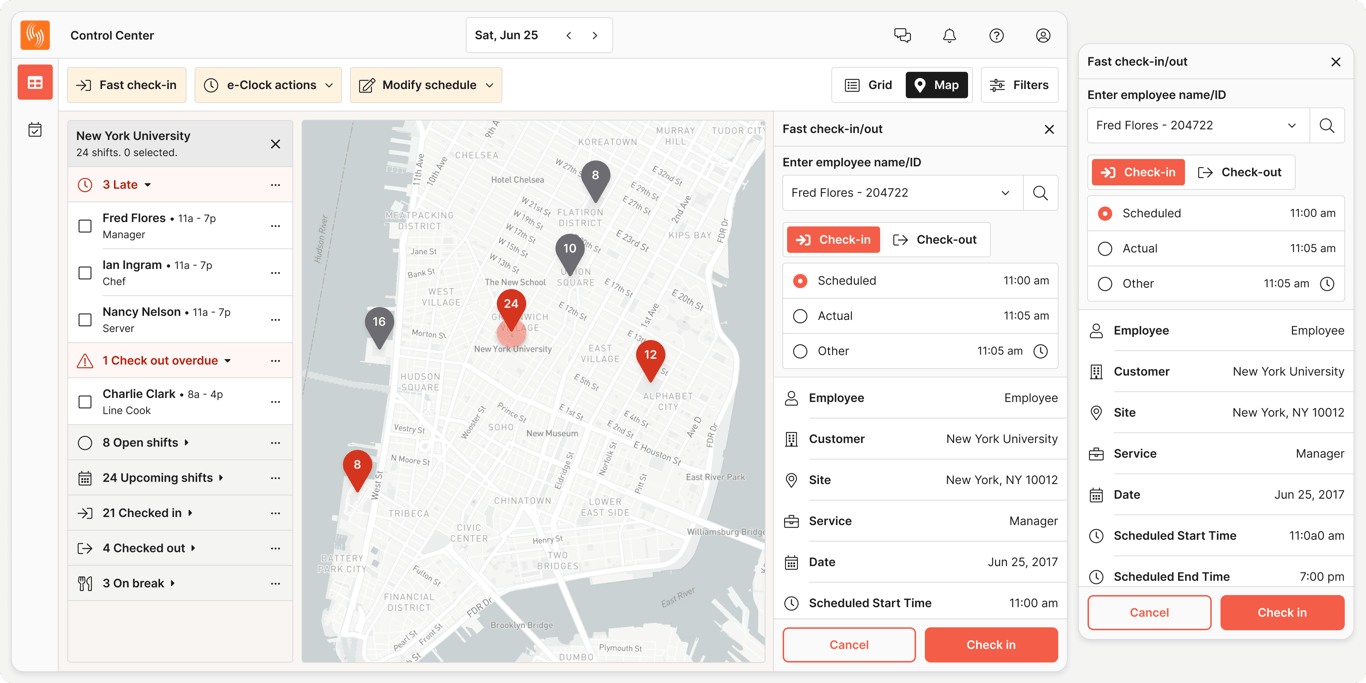 Fast check-in/out: Enter the employee's name or ID and quickly check-in or out your employees.