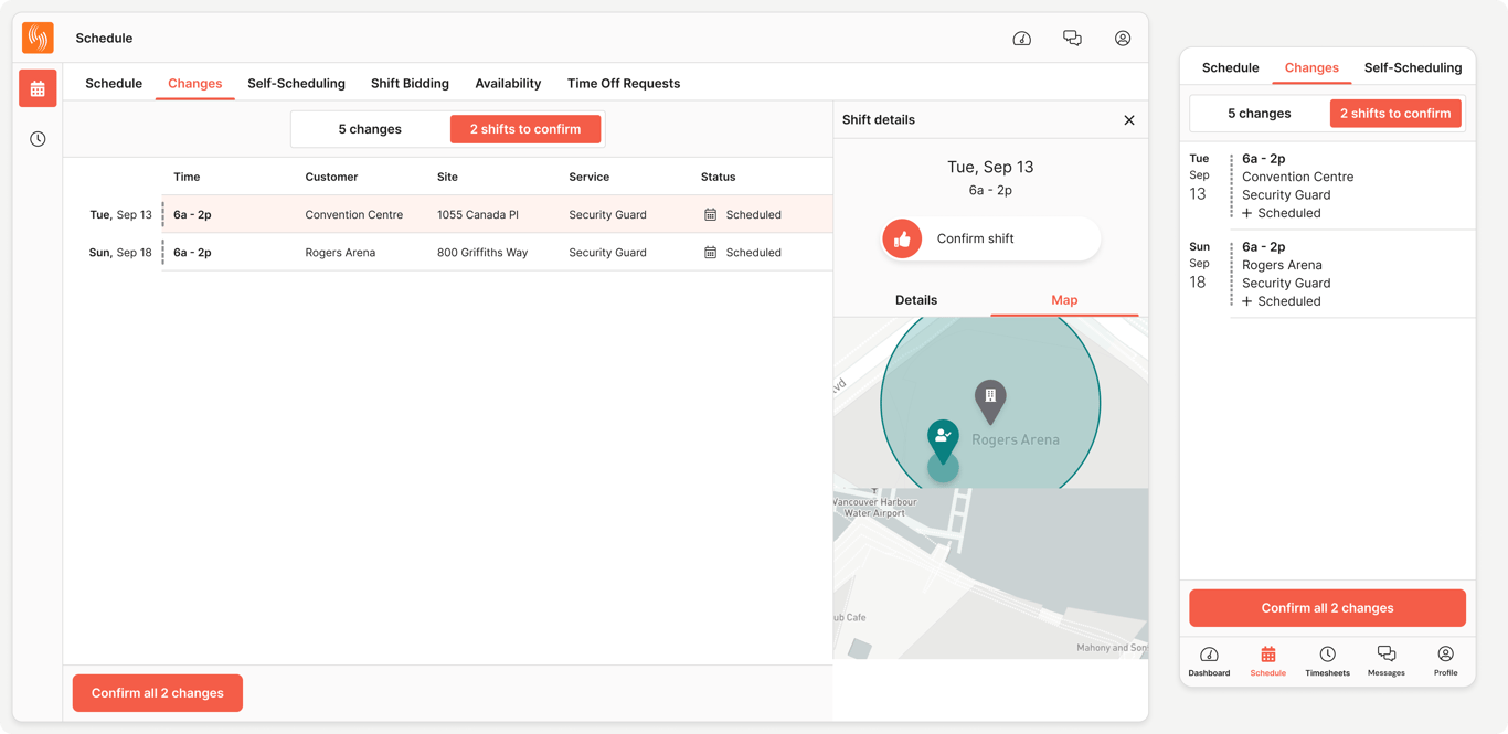 Shift changes: Team members can communicate to their supervisor whether or not they can work a shift.