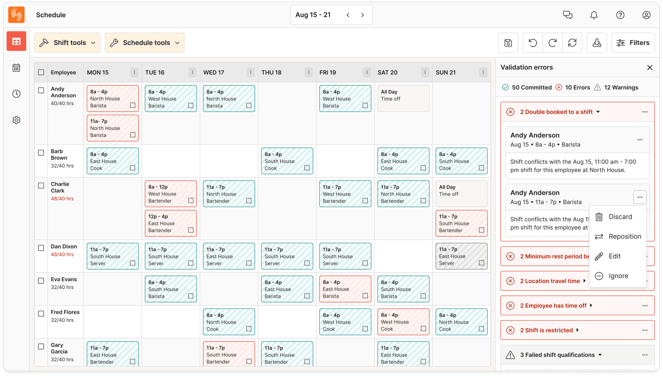 Schedule validations