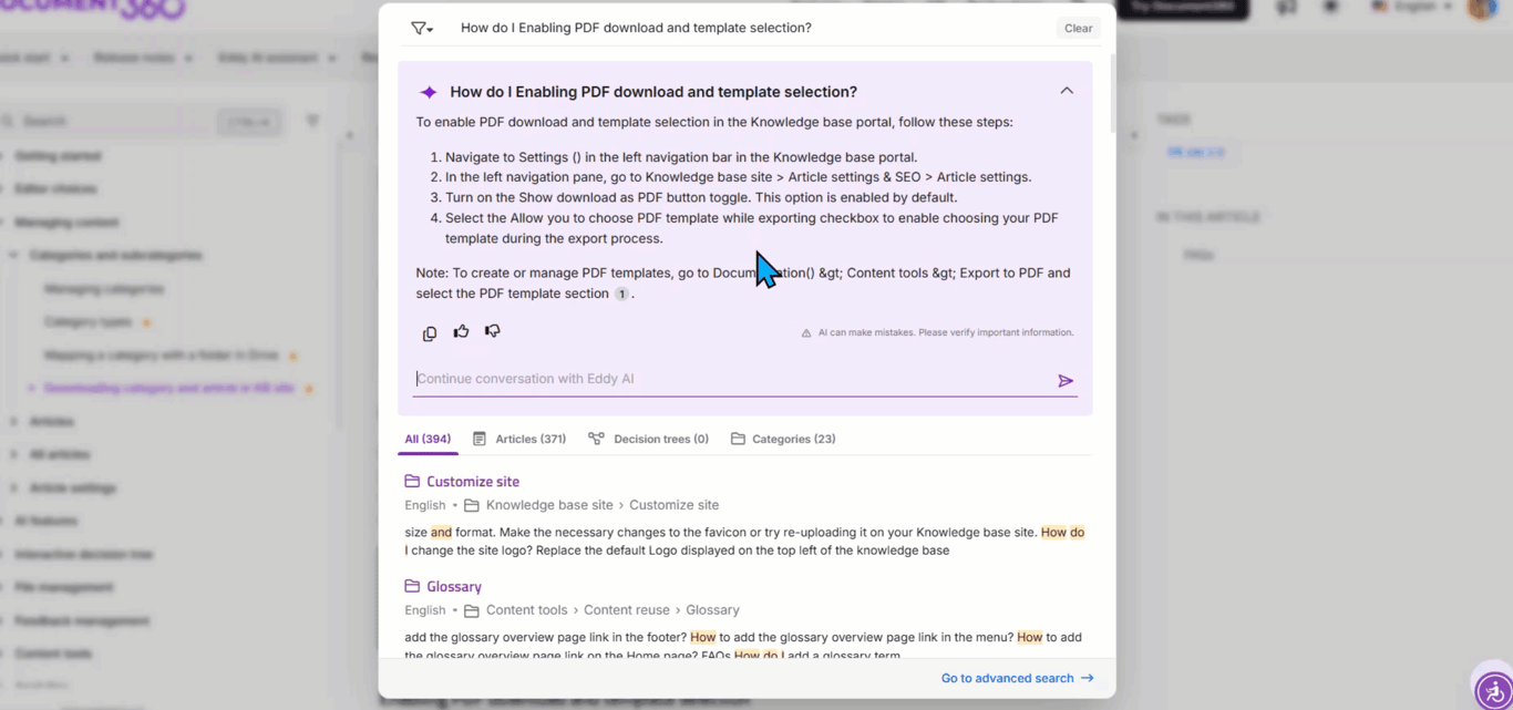 Federated AI search results