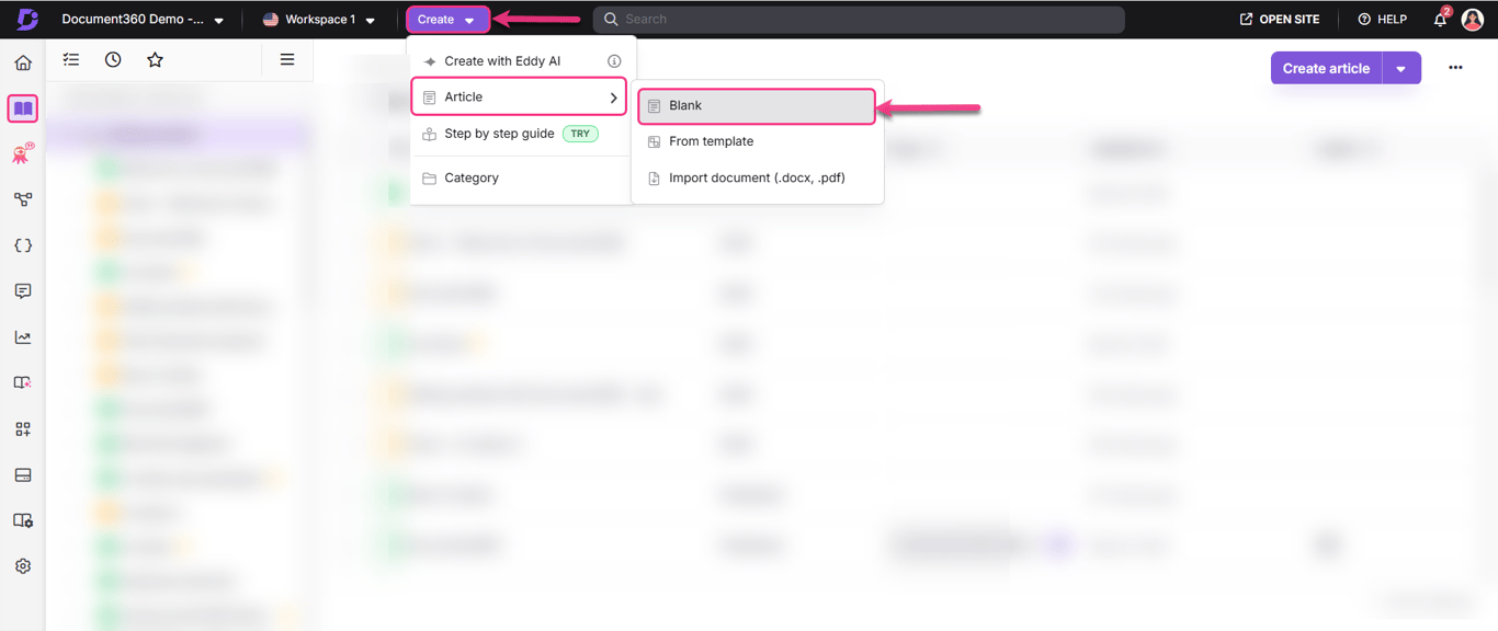Document360 Eddy AI content generation