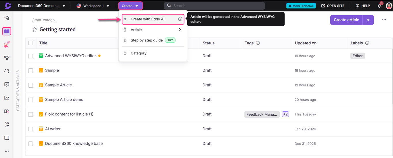 Document360 AI search comparison