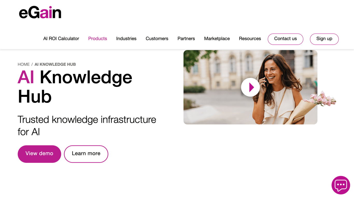 eGain AI Knowledge Hub platform