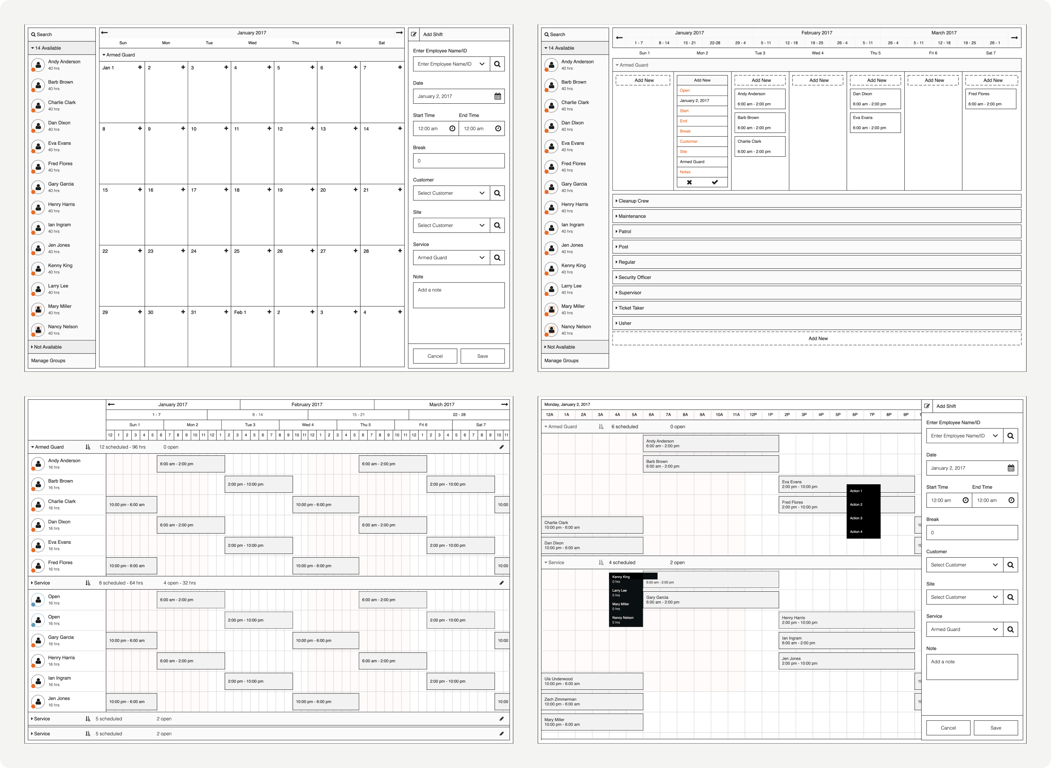 Lo-fi wireframes