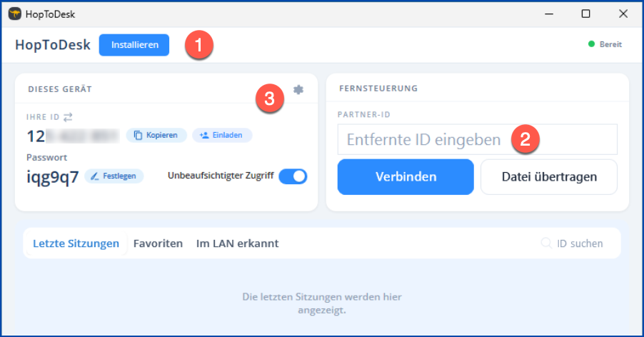 Startseite von HopToDesk