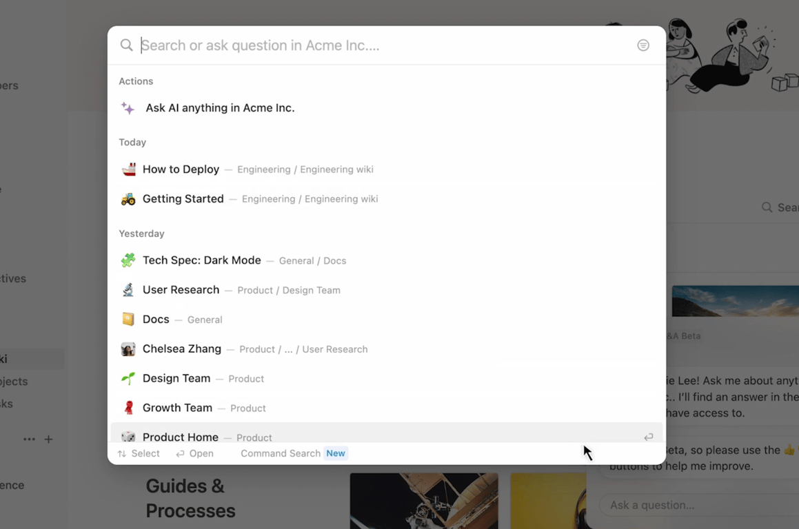 Notion AI writing assistant interface