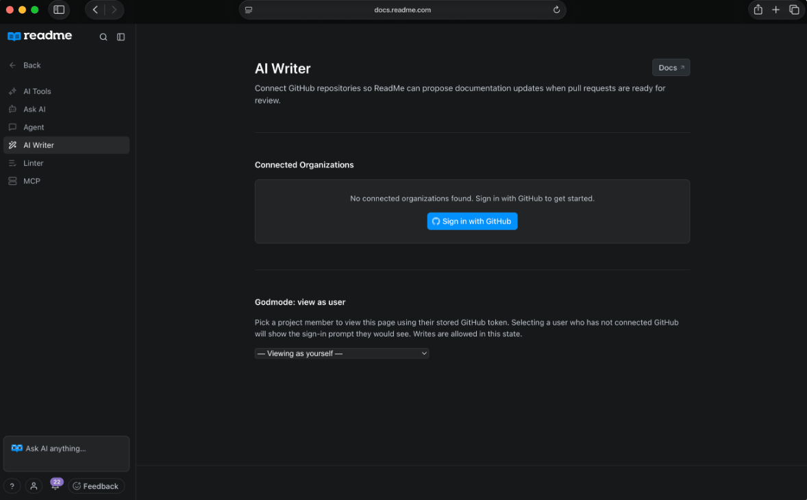 ReadMe visual editor for teams