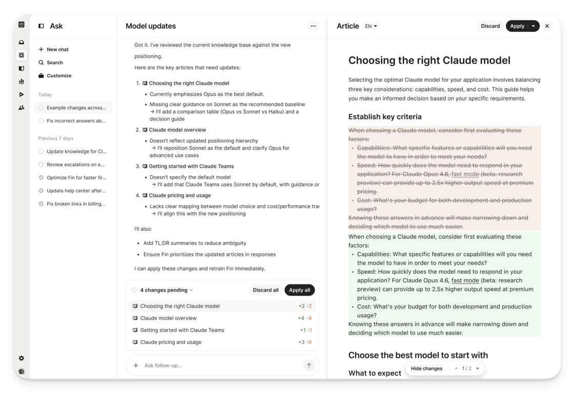 Intercom help center article