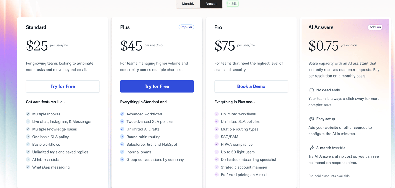 Help Scout pricing plans