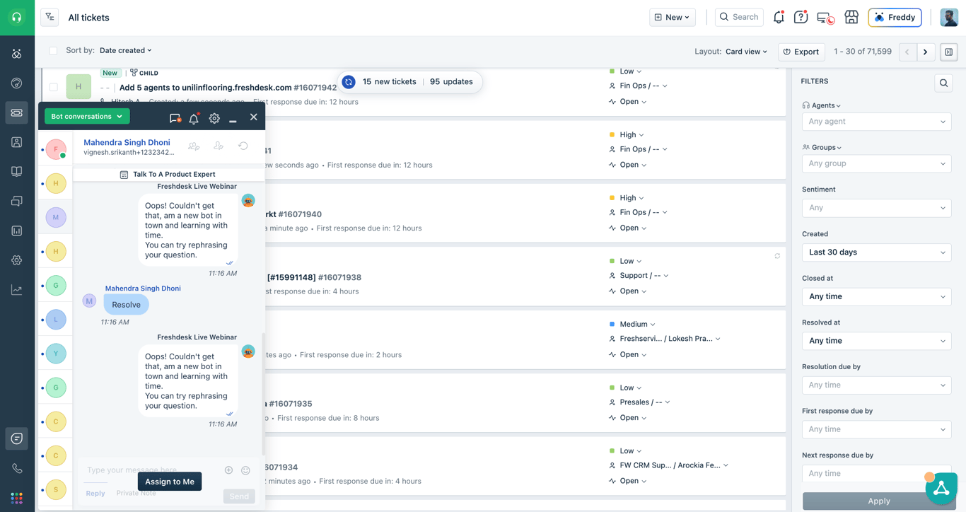 Freshchat live chat widget