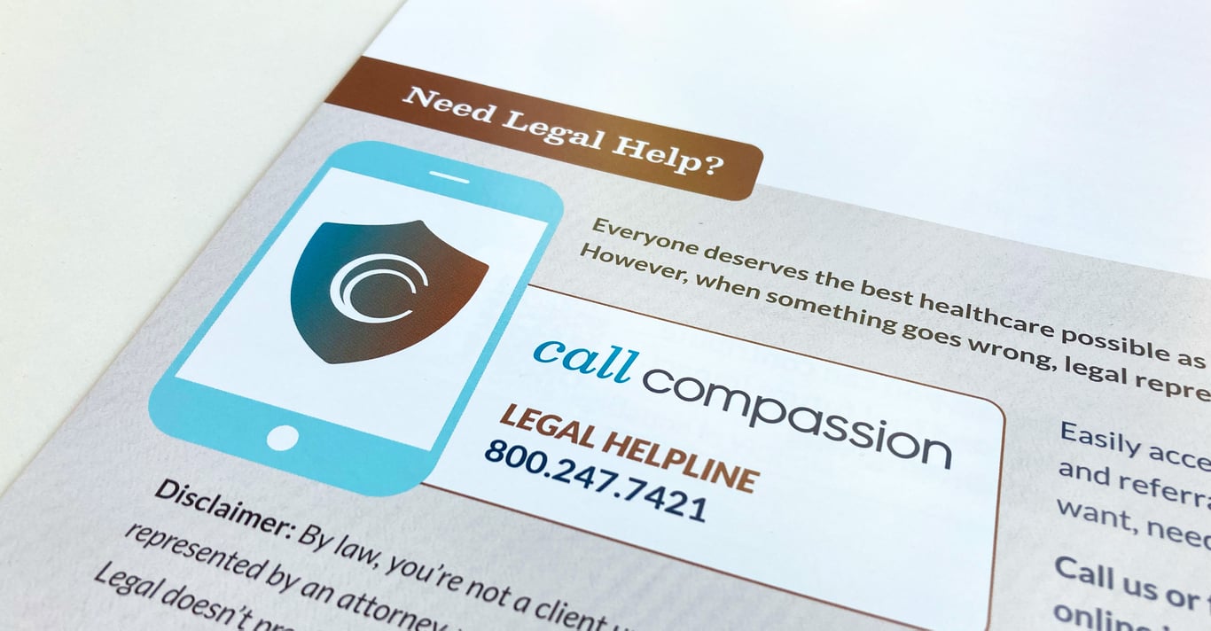 Magazine advertisement for the legal helpline.