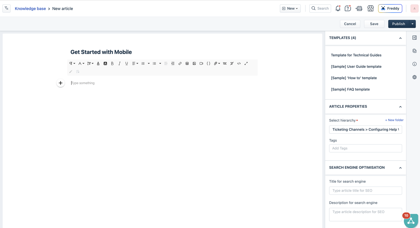 Freshdesk knowledge base editor