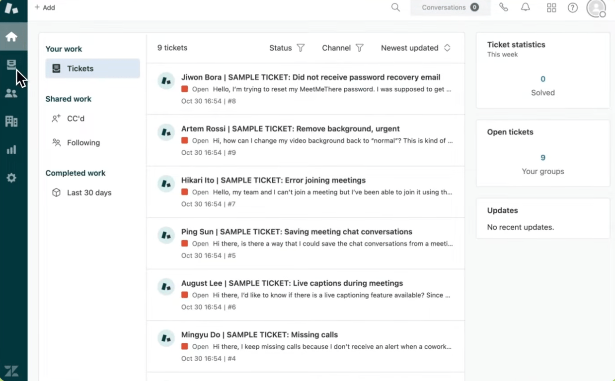 Zendesk omnichannel ticketing interface