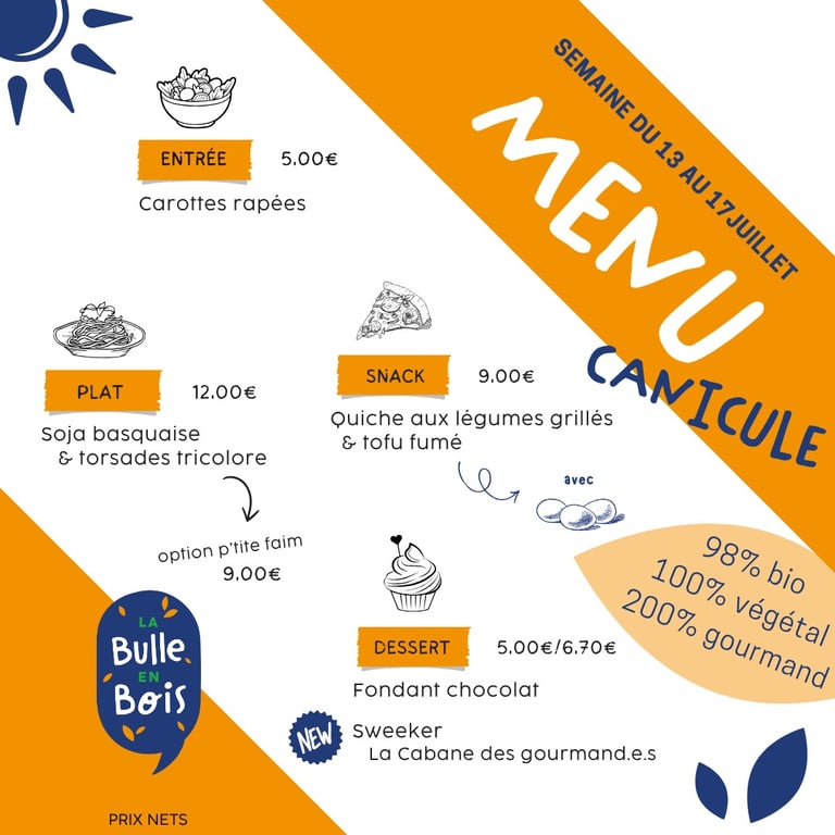 Menu 13 - 17 juillet 2026