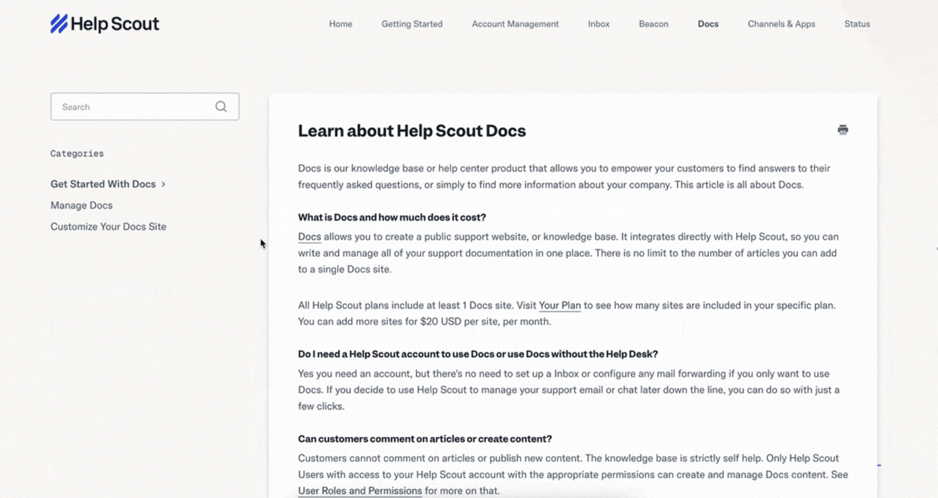 Help Scout Docs authoring interface
