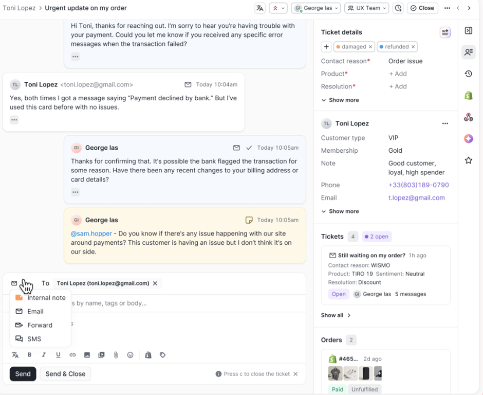 Gorgias unified support inbox