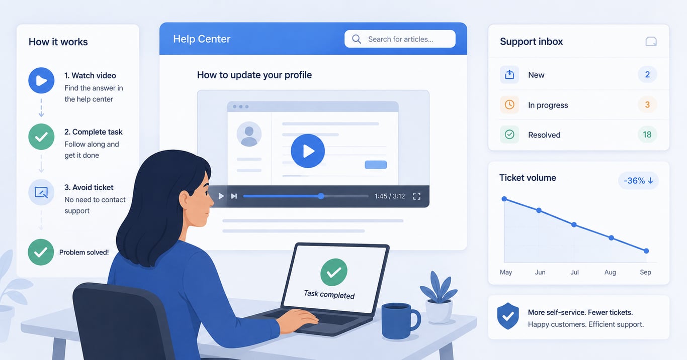 Video walkthrough reducing support tickets
