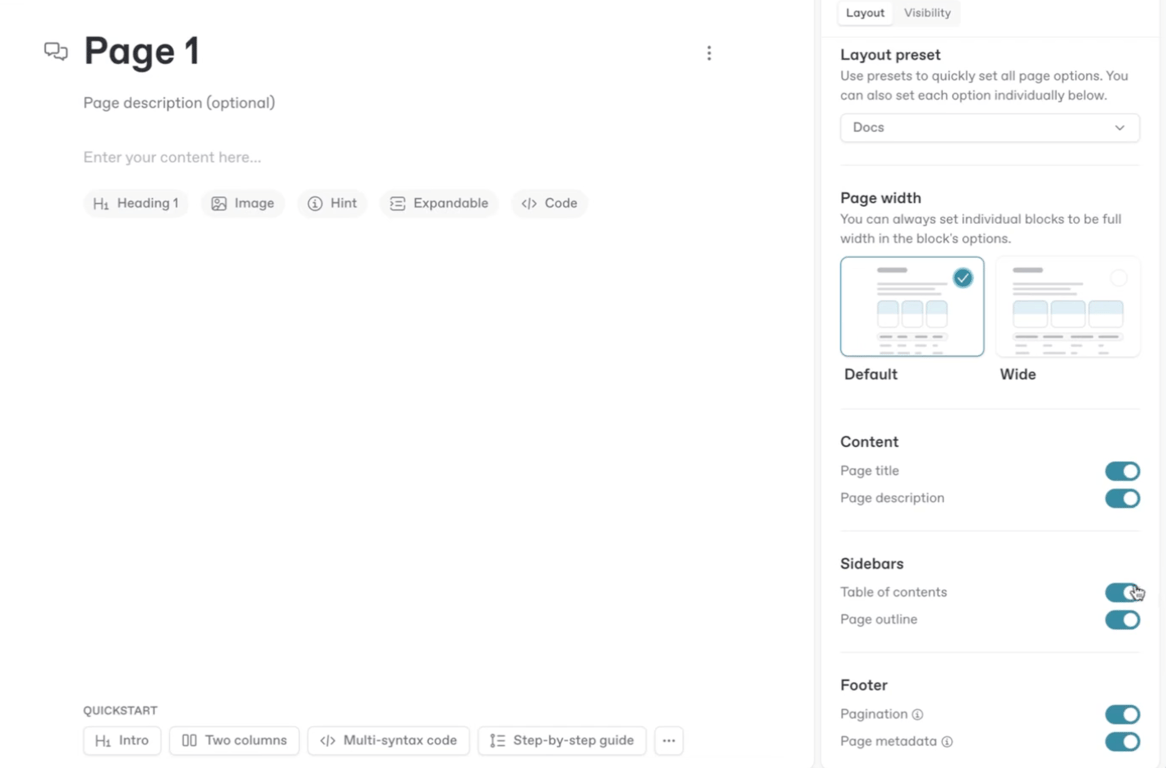 GitBook block editor interface