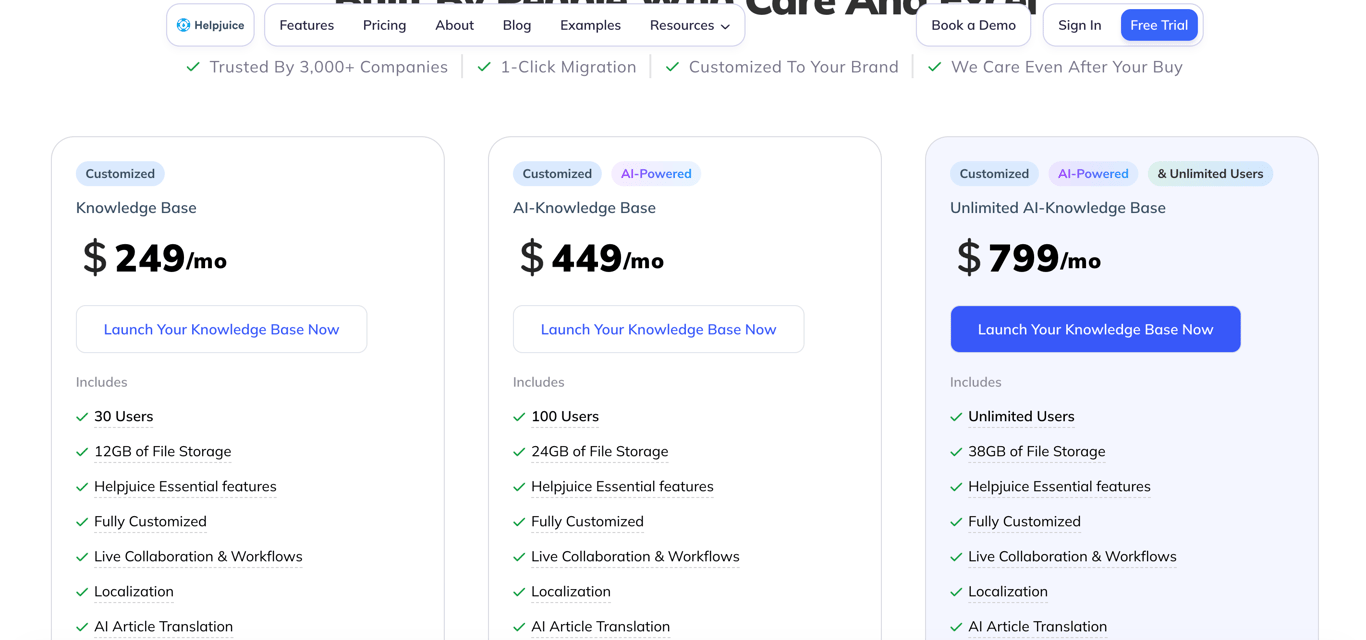 HelpJuice pricing plans