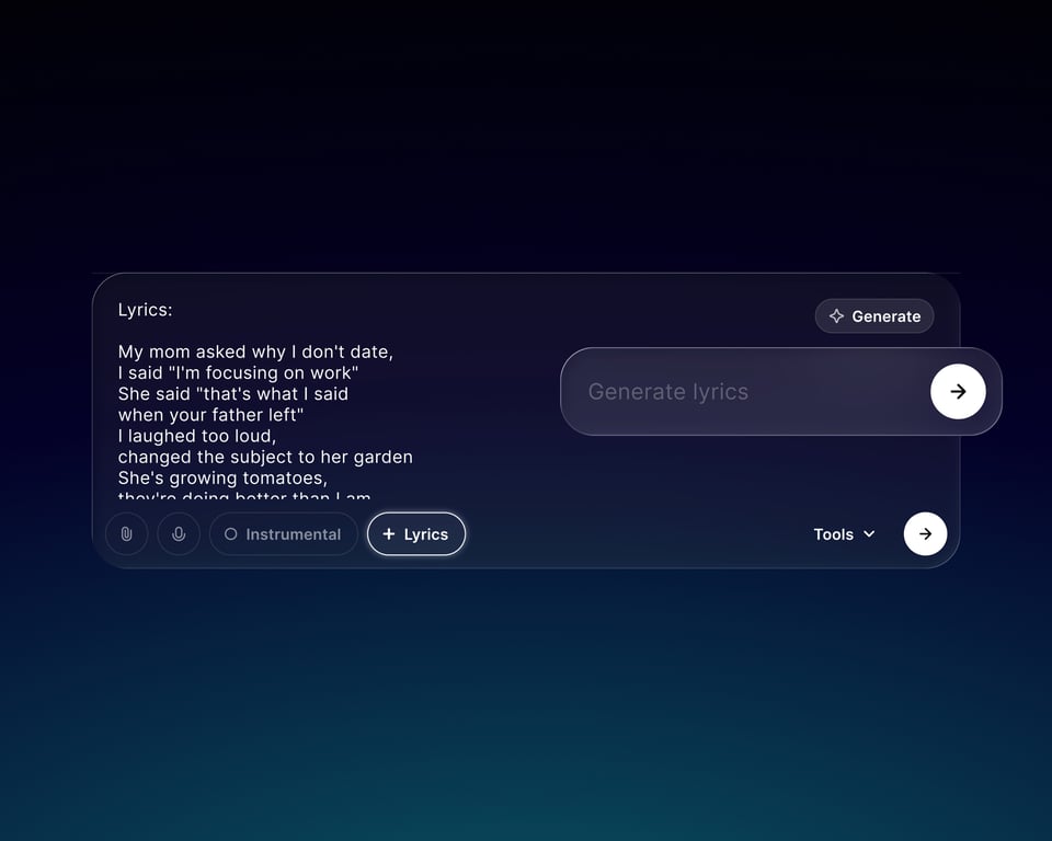 Lyrics to Song MusicGPT UI (Prompt with Lyrics field UI)
