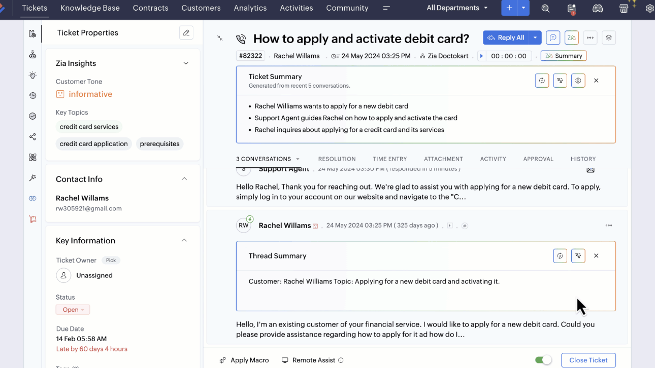 Zoho Zia AI assistant
