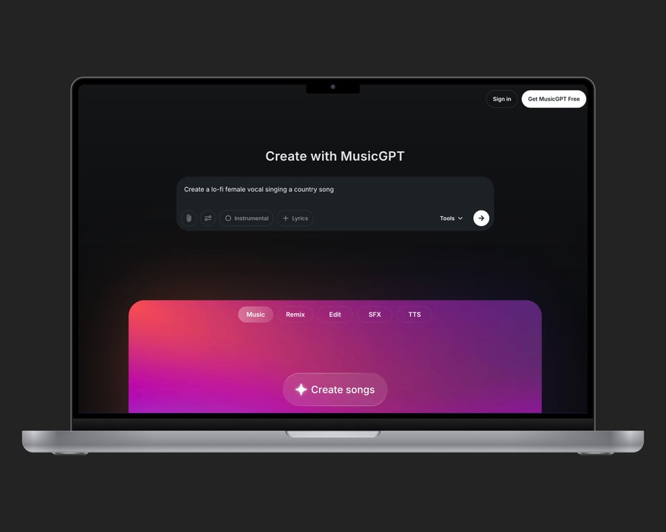 MusicGPT v6 UI AI SInging Voice Generator